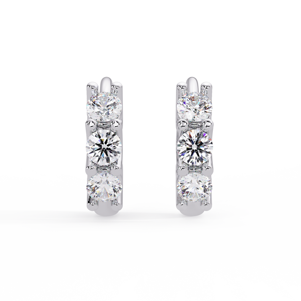 Three Stone Marquise Diamond Hoop Earrings