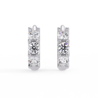 Three Stone Marquise Diamond Hoop Earrings