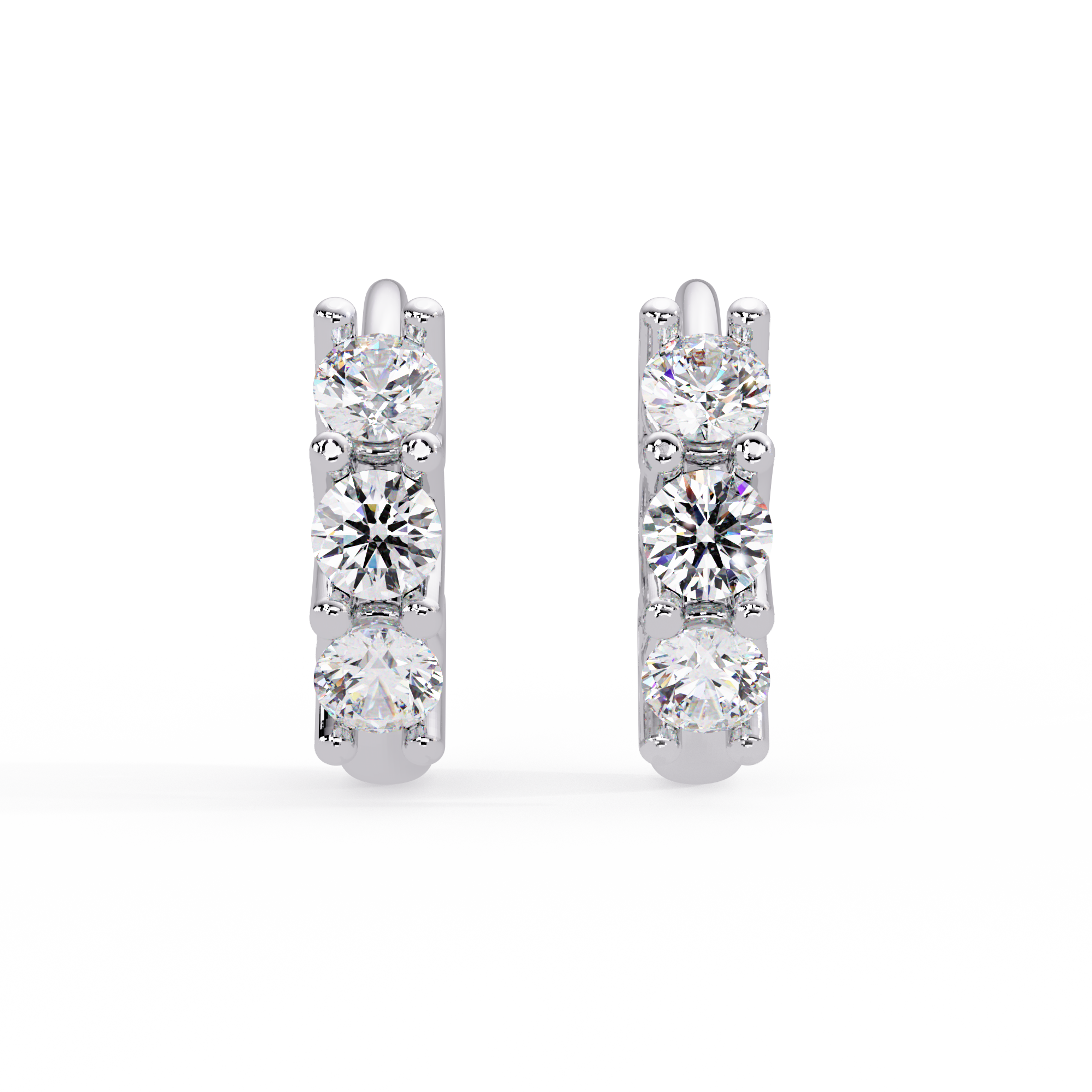 Three Stone Marquise Diamond Hoop Earrings