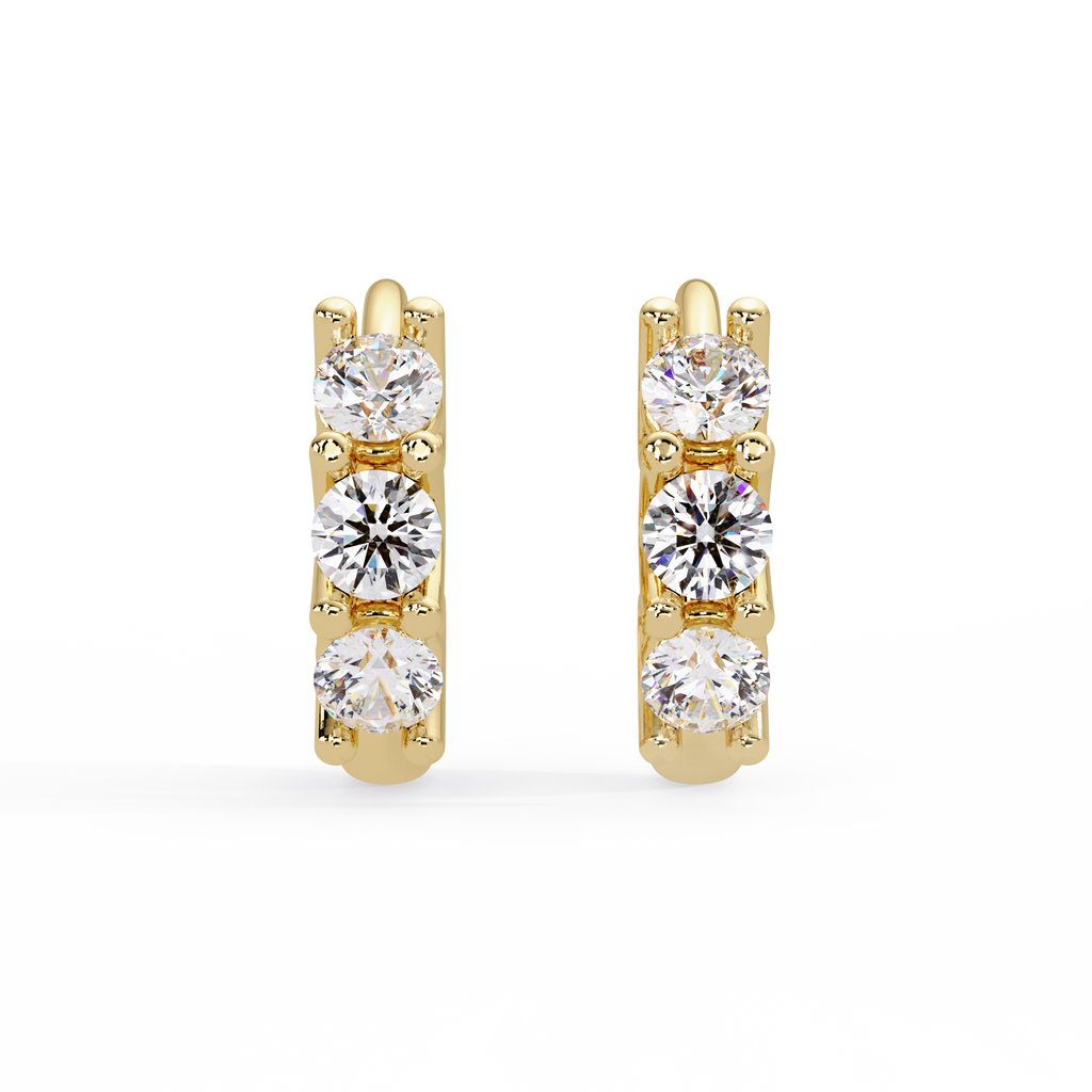 Three Stone Marquise Diamond Hoop Earrings