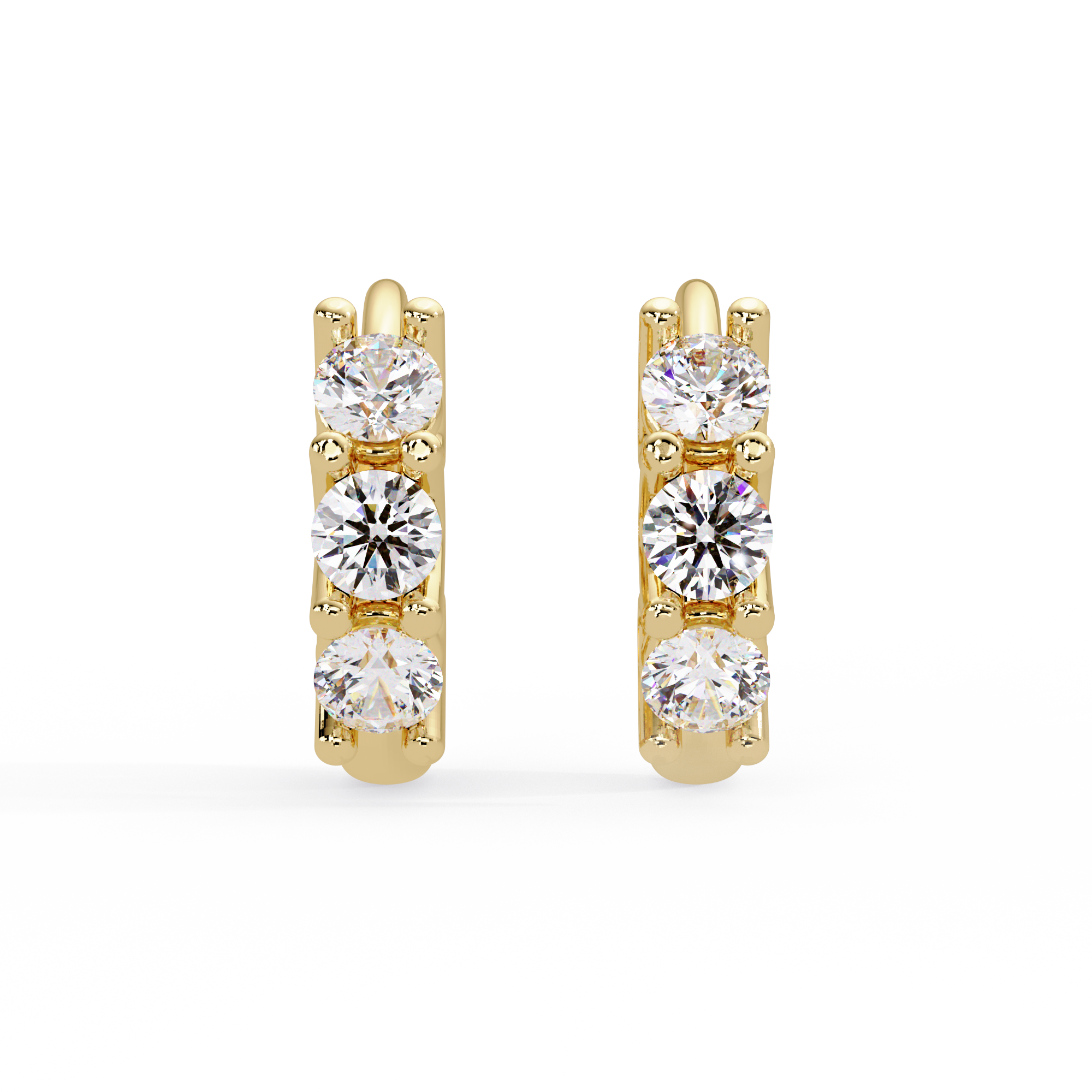 Three Stone Marquise Diamond Hoop Earrings