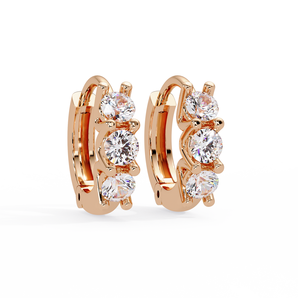 Three Stone Marquise Diamond Hoop Earrings