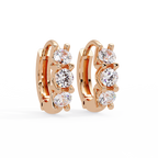 Three Stone Marquise Diamond Hoop Earrings