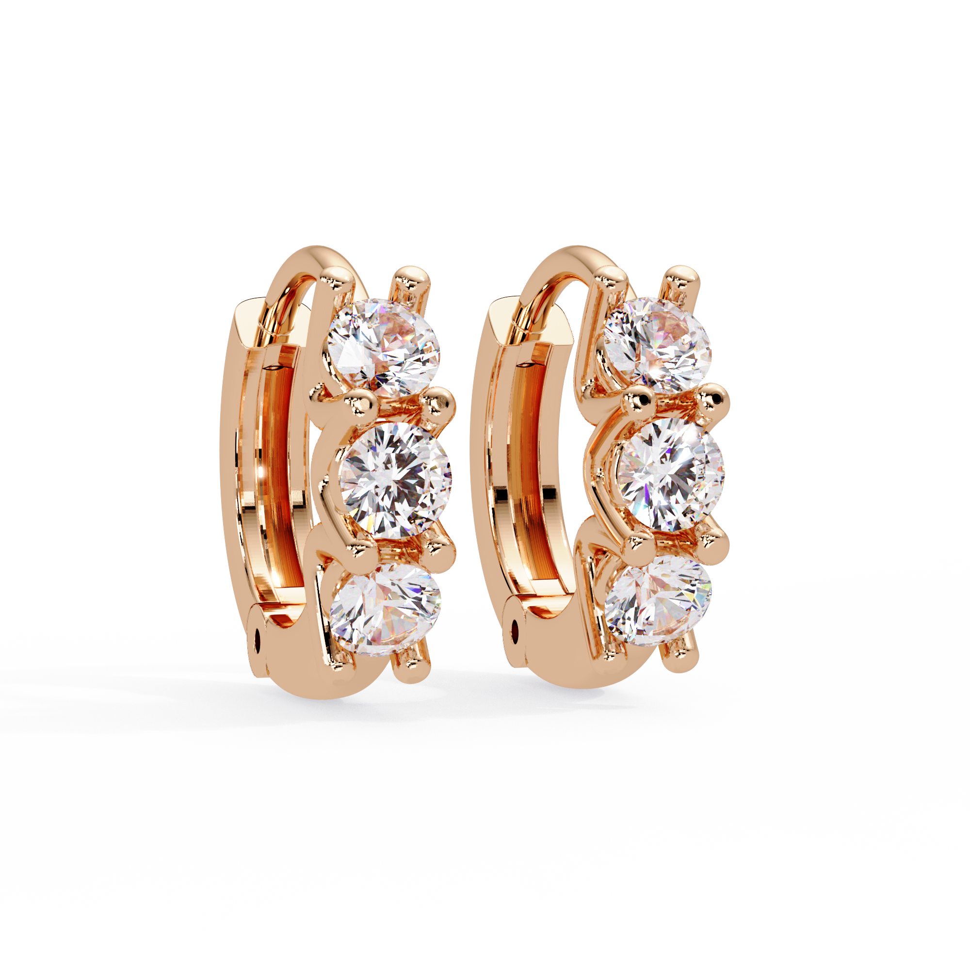 Three Stone Marquise Diamond Hoop Earrings