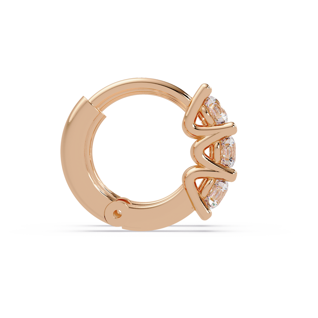Three Stone Marquise Diamond Hoop Earrings