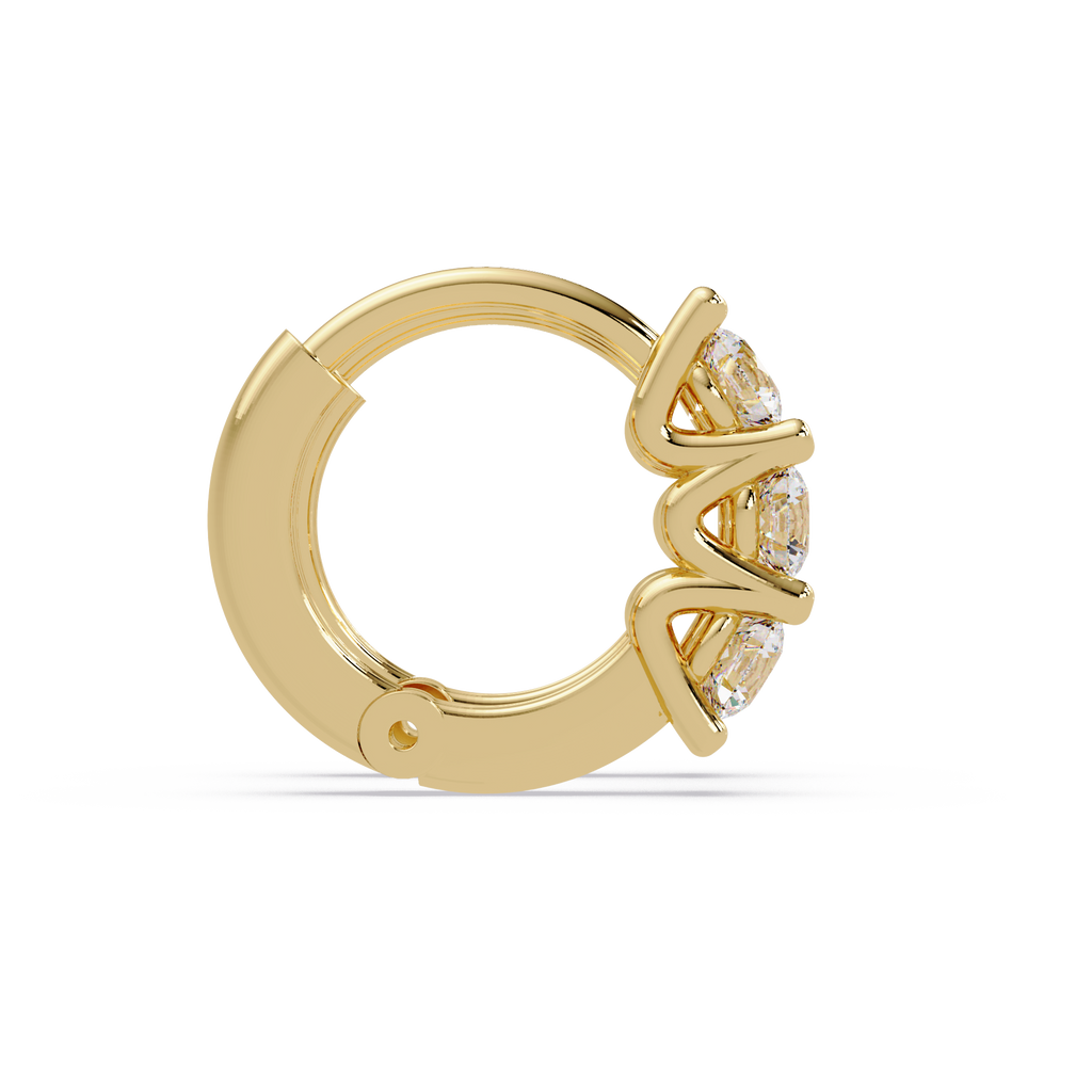 Three Stone Marquise Diamond Hoop Earrings