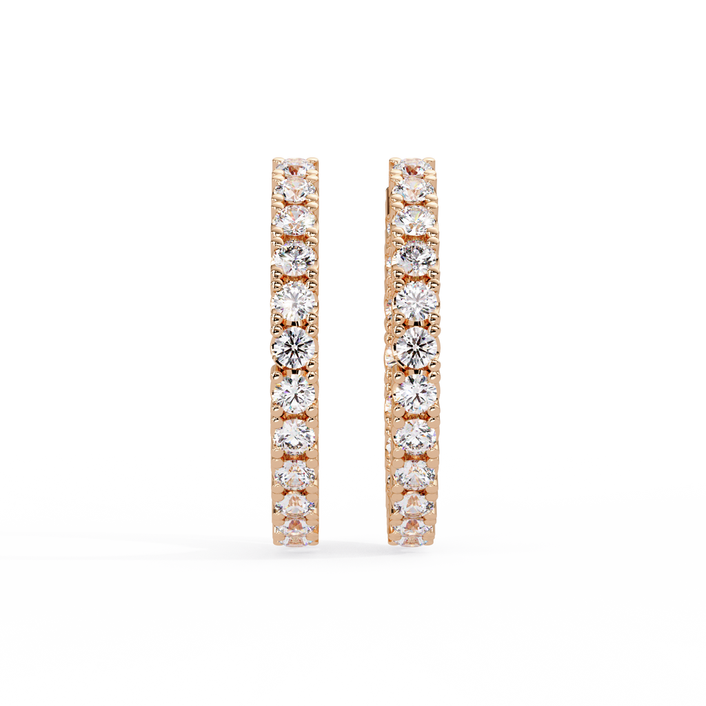 Classic Diamond Hoop Earrings – Round Cut