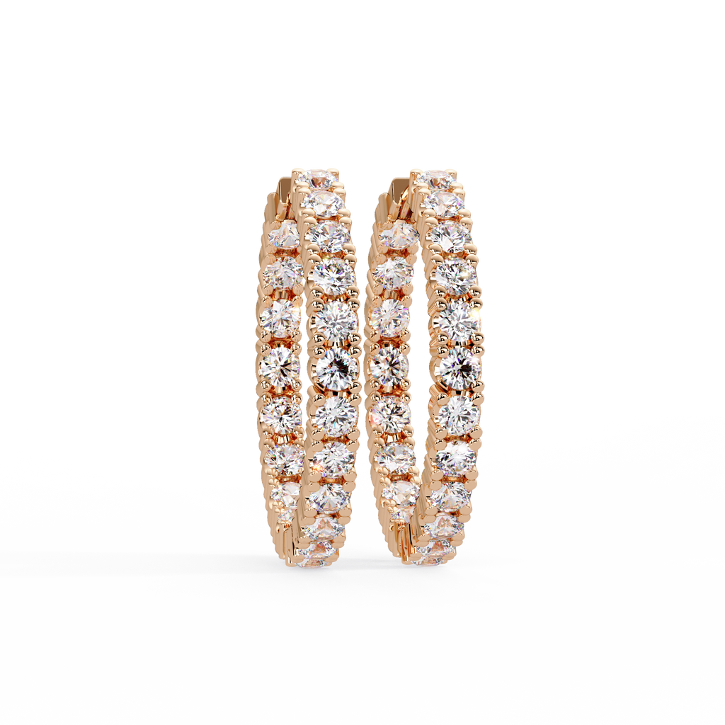 Classic Diamond Hoop Earrings – Round Cut