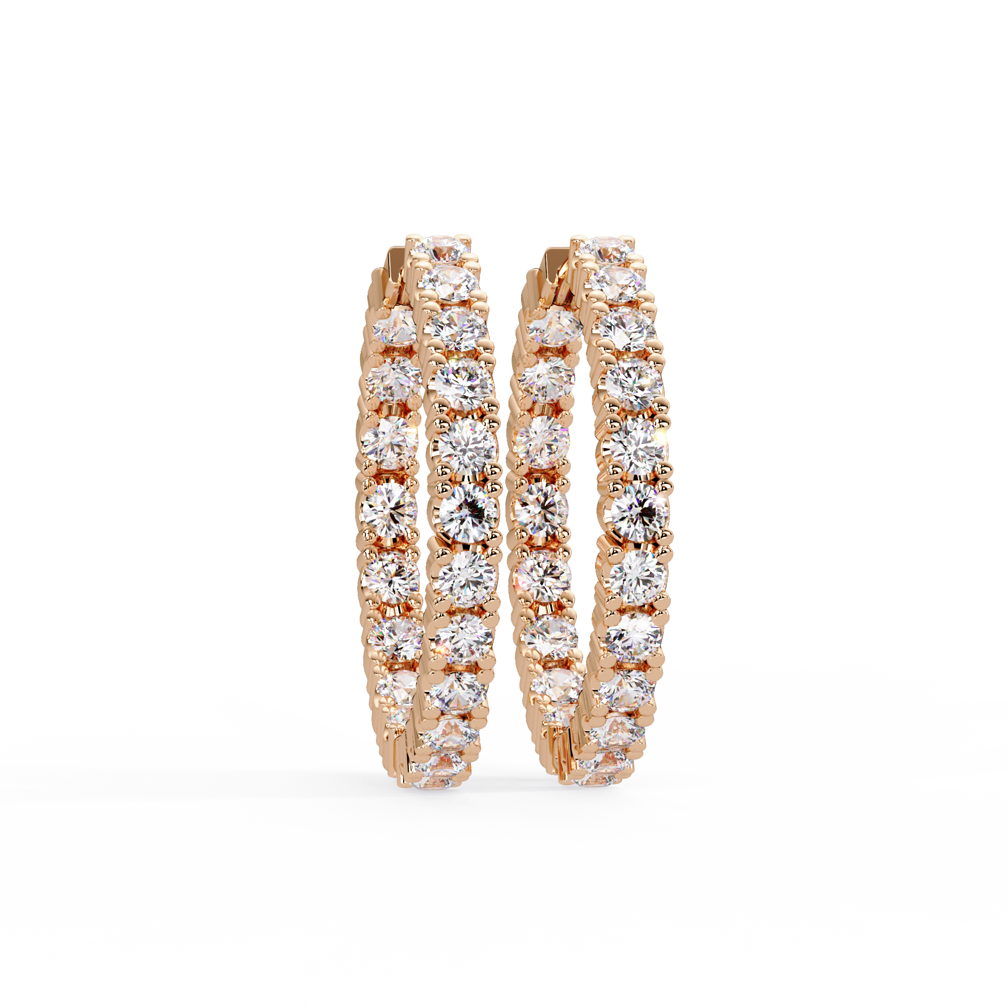 Classic Diamond Hoop Earrings – Round Cut