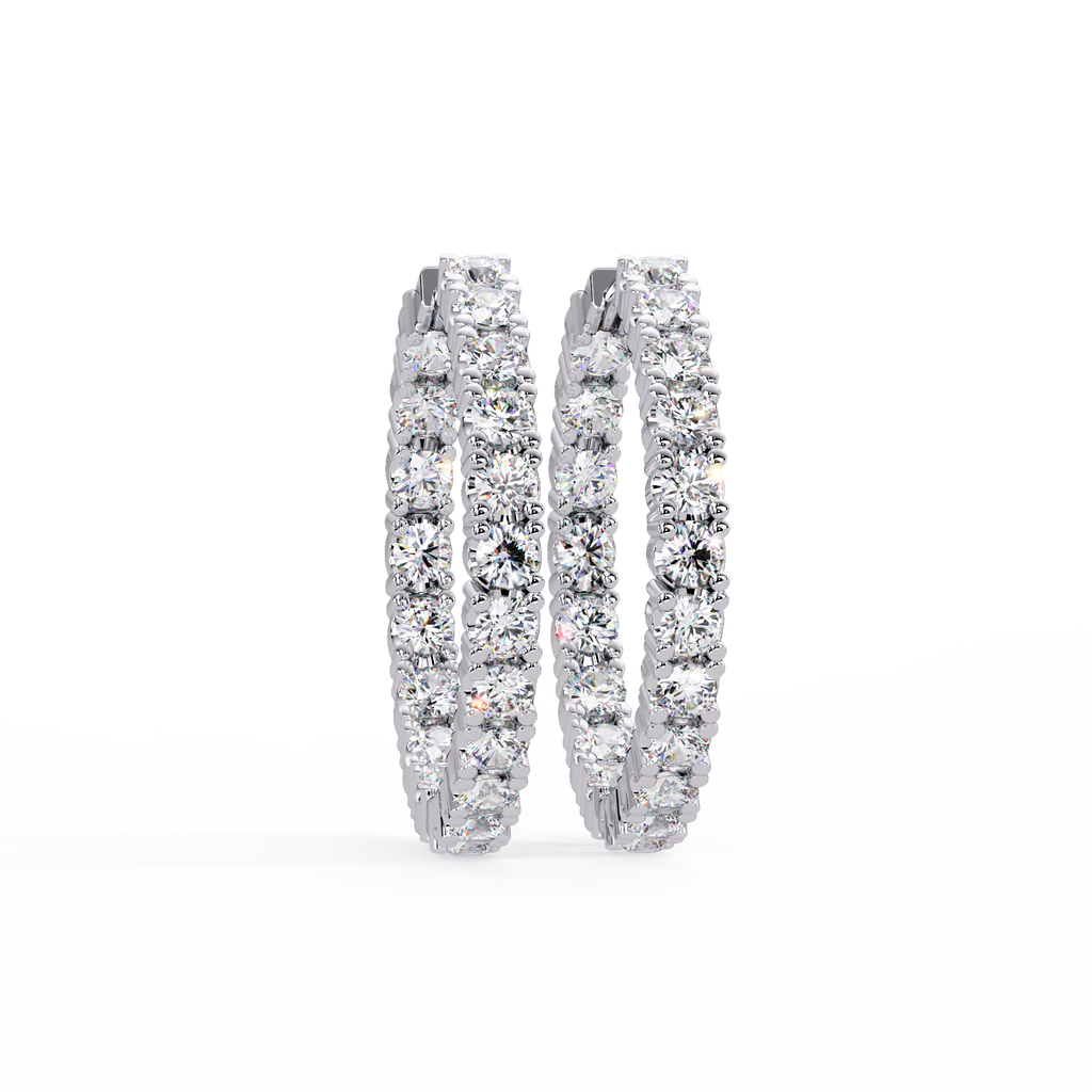 Classic Diamond Hoop Earrings – Round Cut