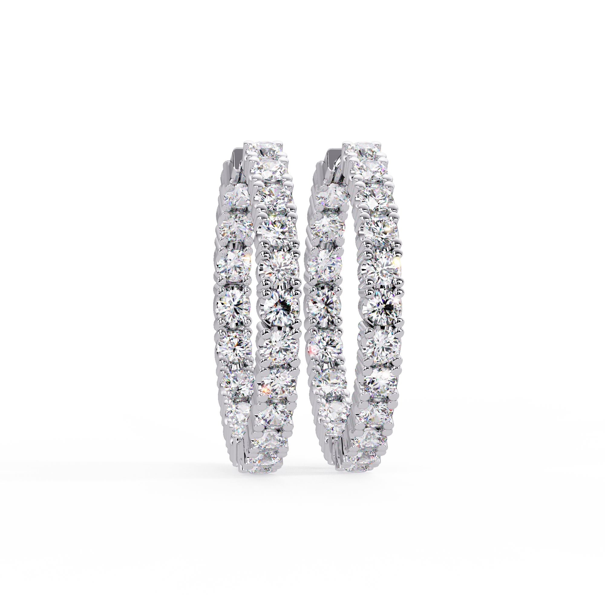 Classic Diamond Hoop Earrings – Round Cut