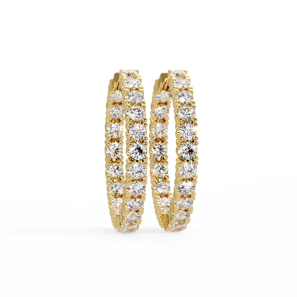 Classic Diamond Hoop Earrings – Round Cut