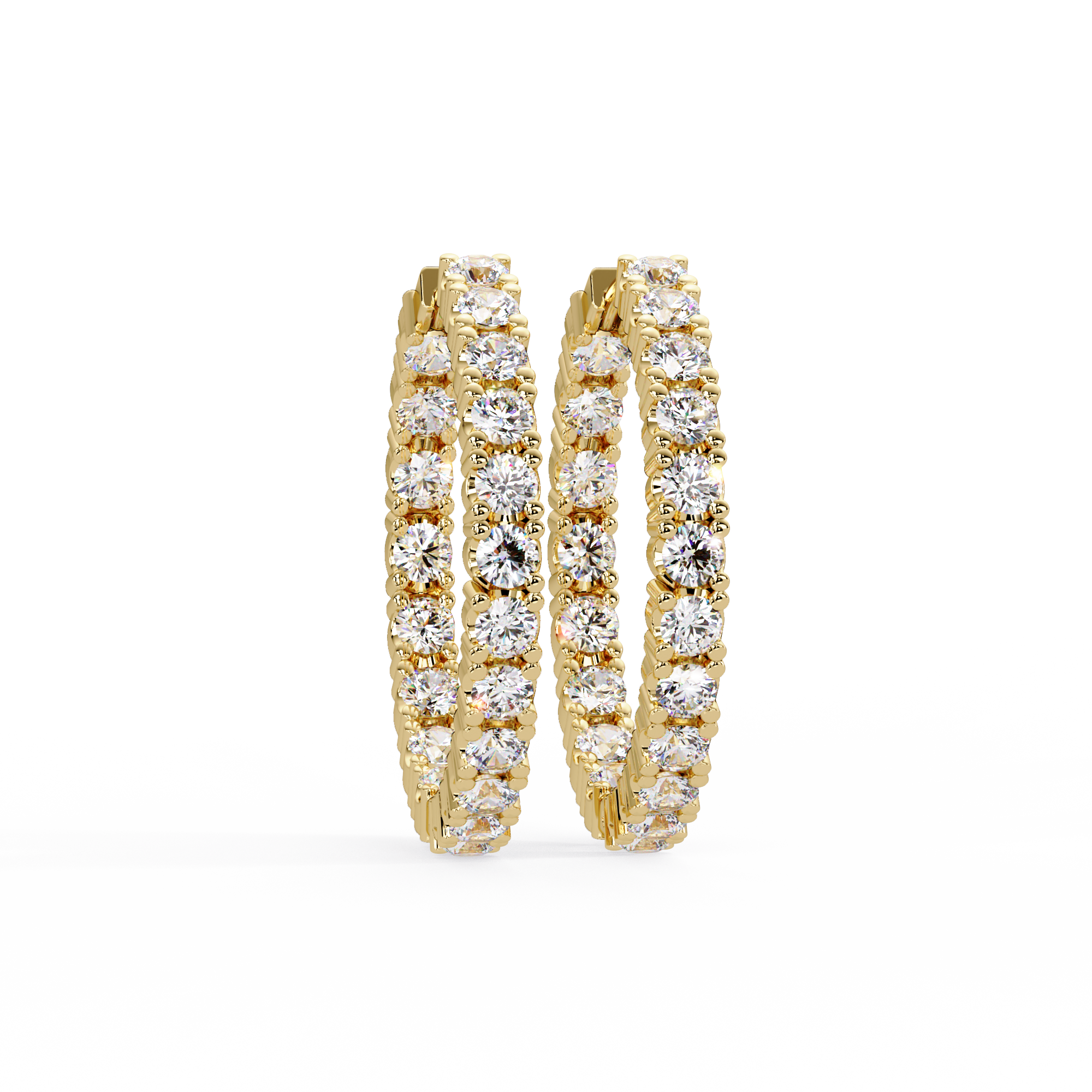 Classic Diamond Hoop Earrings – Round Cut