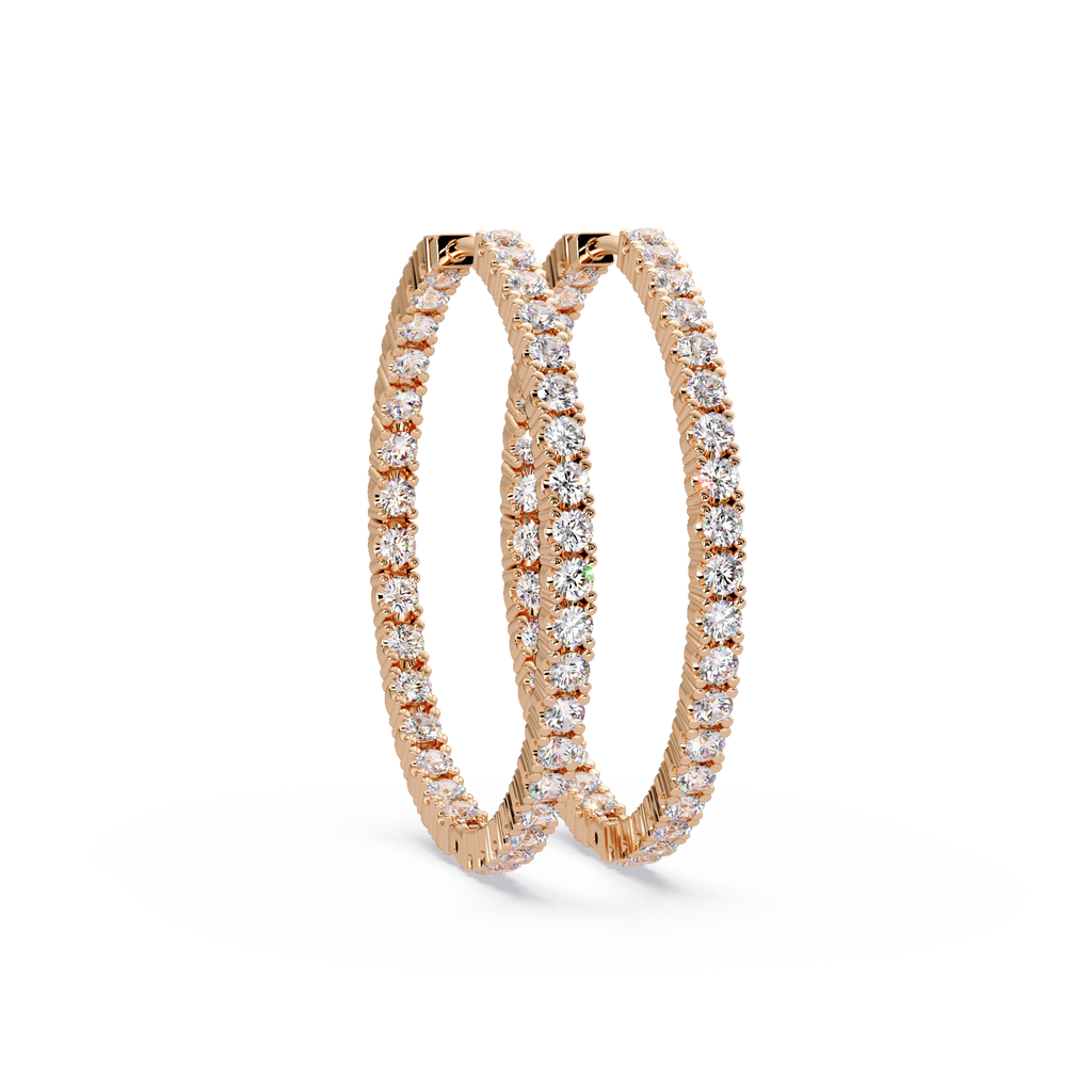 Classic Diamond Hoop Earrings – Round Cut
