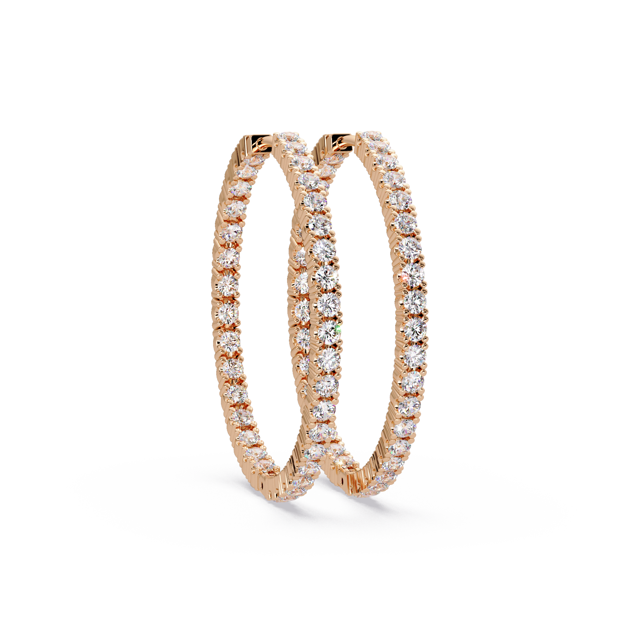 Classic Diamond Hoop Earrings – Round Cut