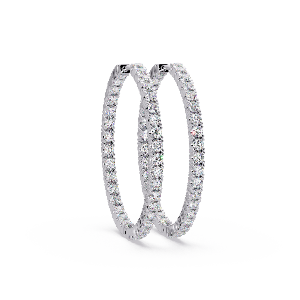 Classic Diamond Hoop Earrings – Round Cut