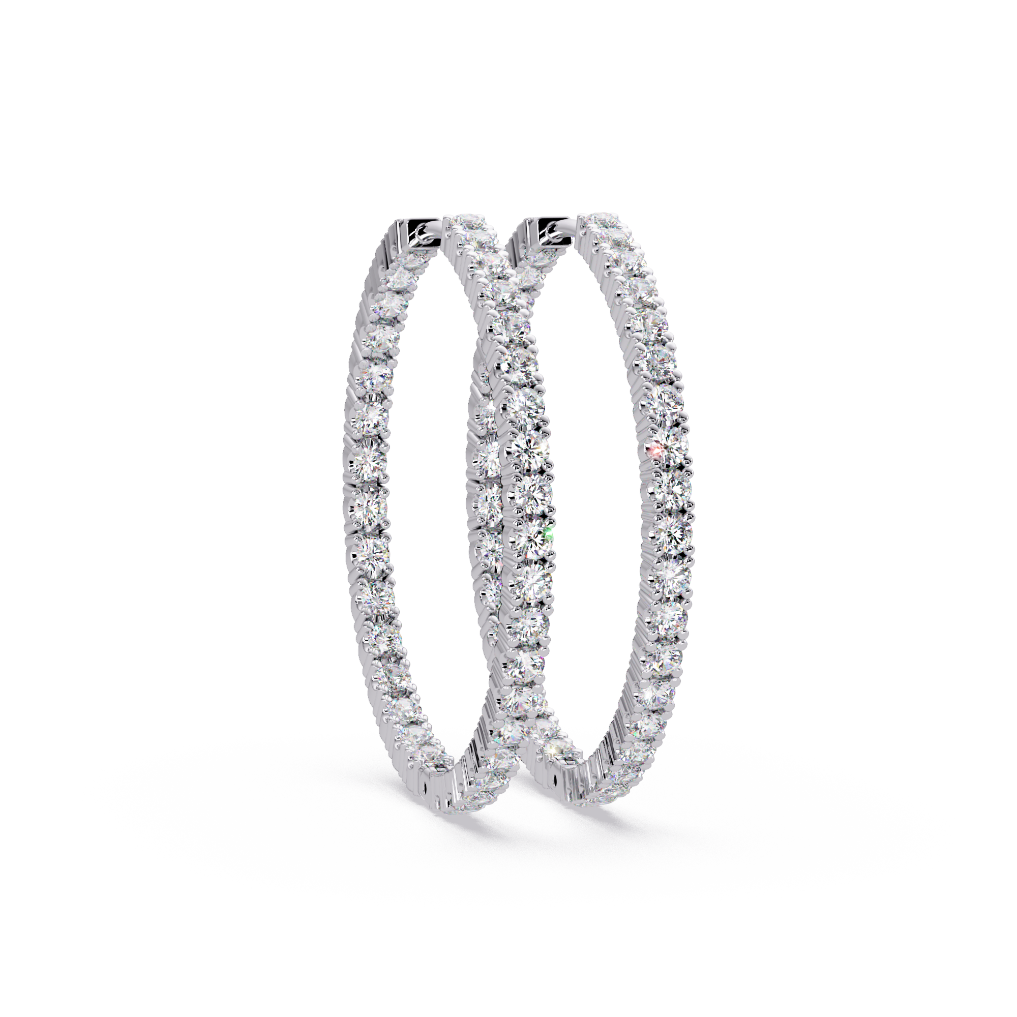 Classic Diamond Hoop Earrings – Round Cut