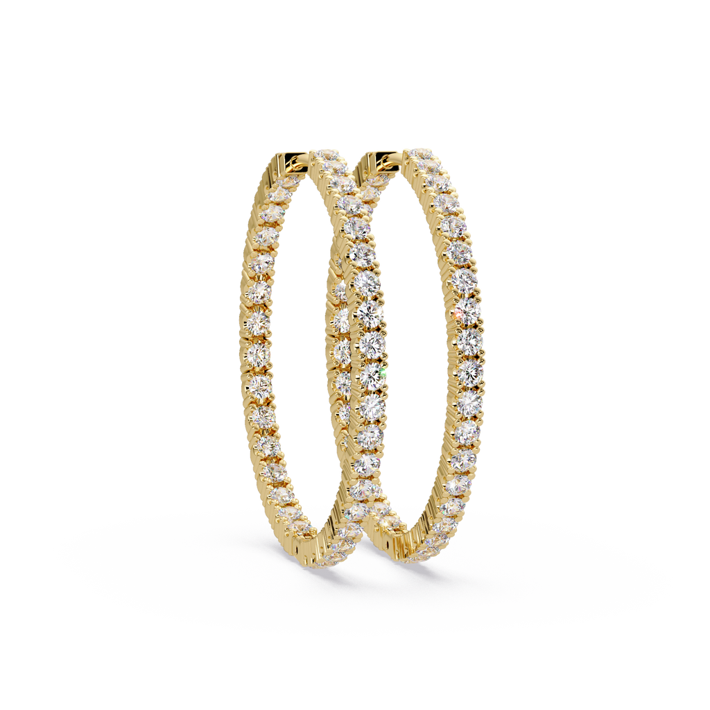 Classic Diamond Hoop Earrings – Round Cut