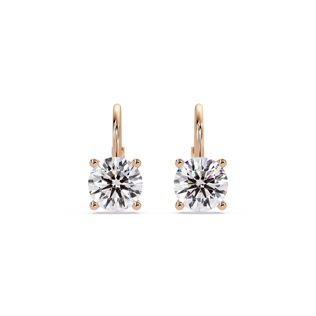 Classic Round Solitaire Diamond Leverback Earrings