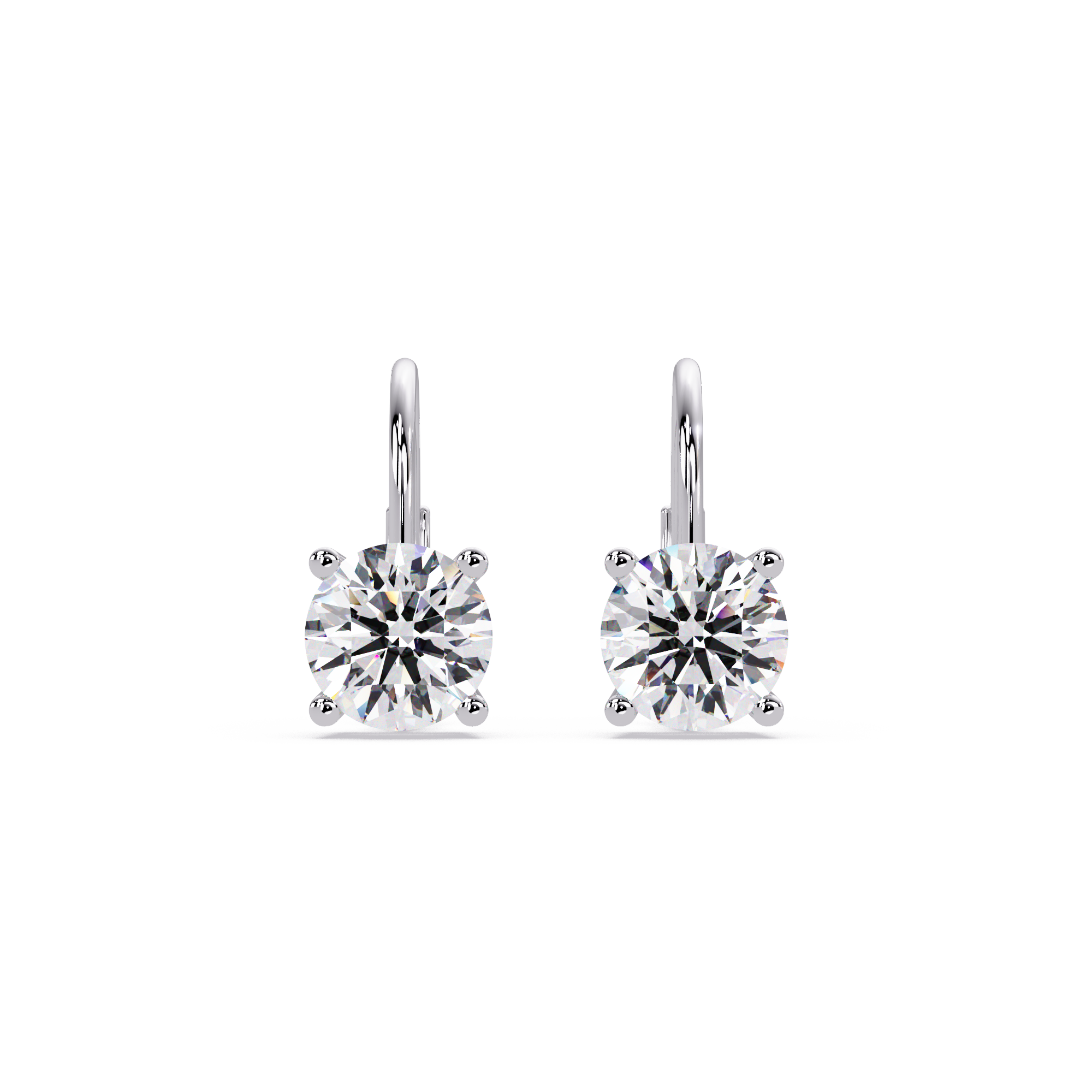 Classic Round Solitaire Diamond Leverback Earrings