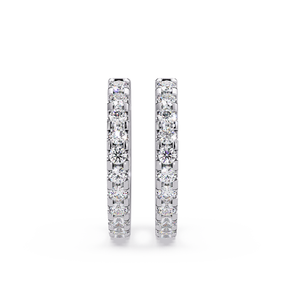 Classic Round Diamond Hoop Earrings