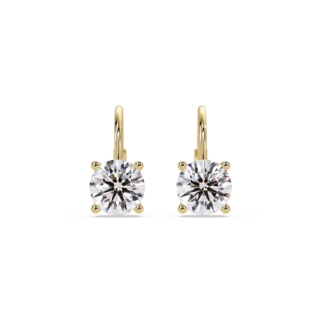 Classic Round Solitaire Diamond Leverback Earrings