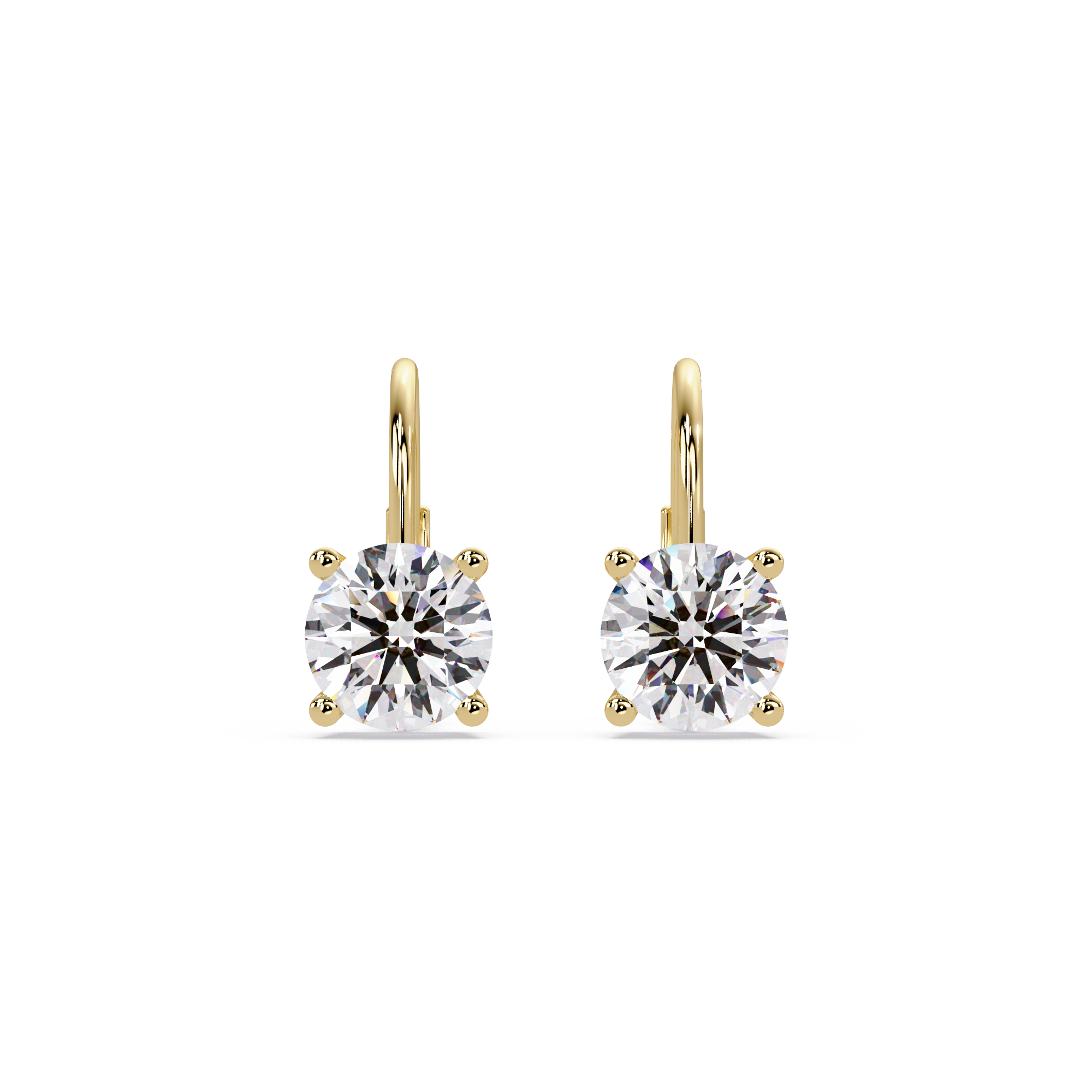 Classic Round Solitaire Diamond Leverback Earrings
