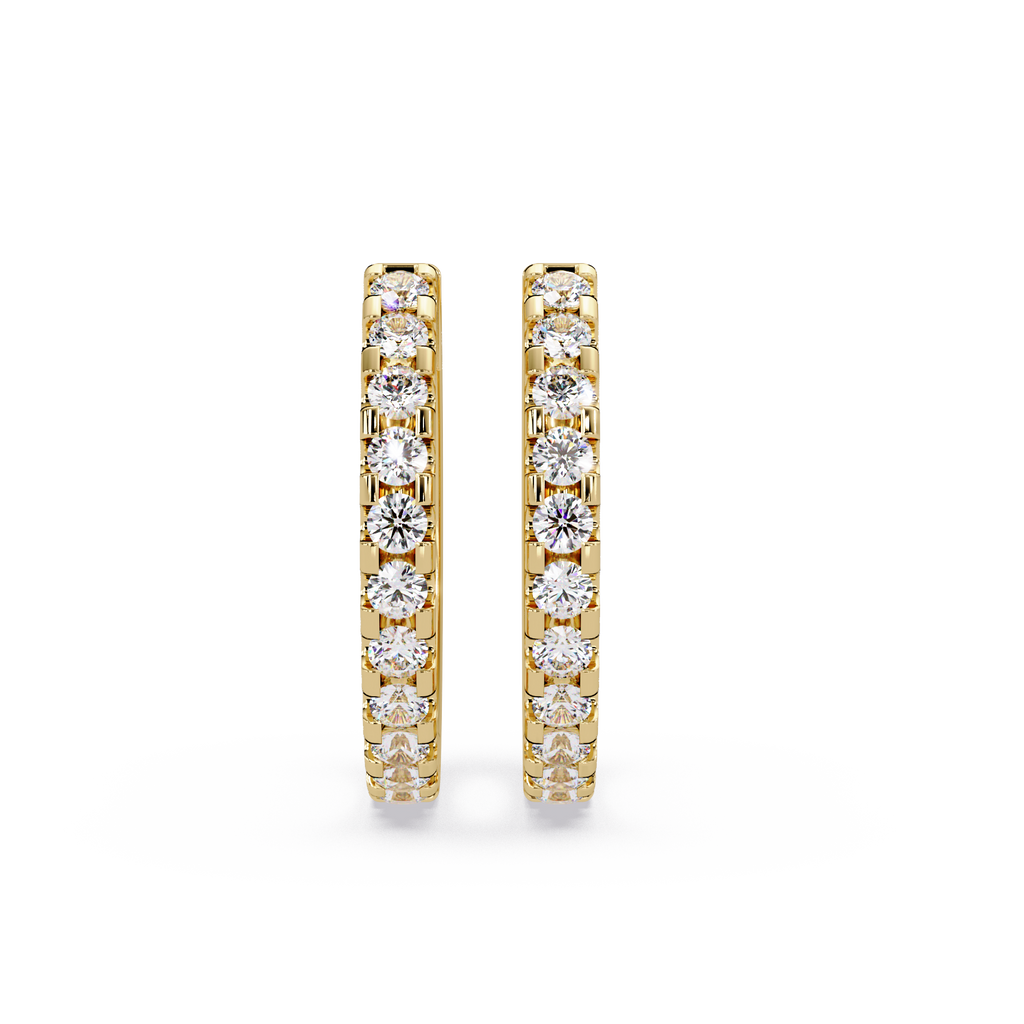 Classic Round Diamond Hoop Earrings