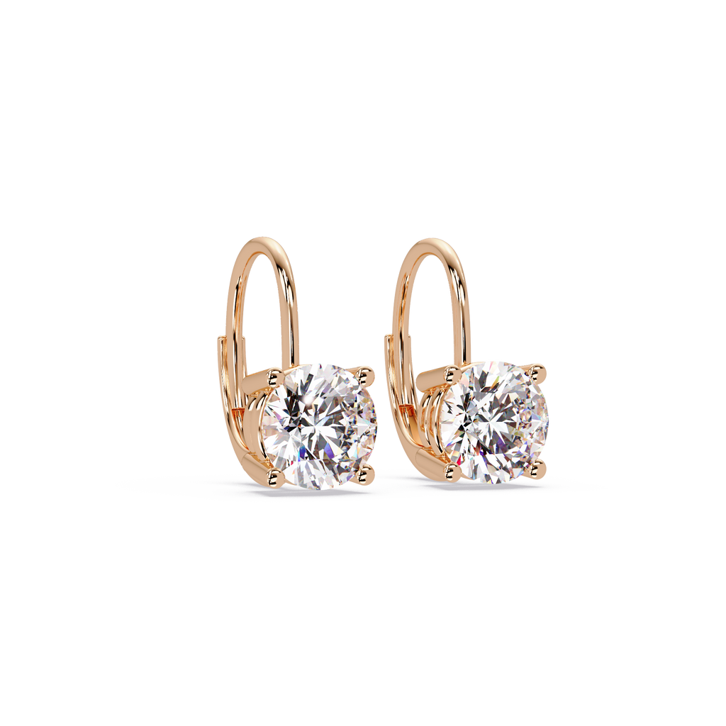 Classic Round Solitaire Diamond Leverback Earrings