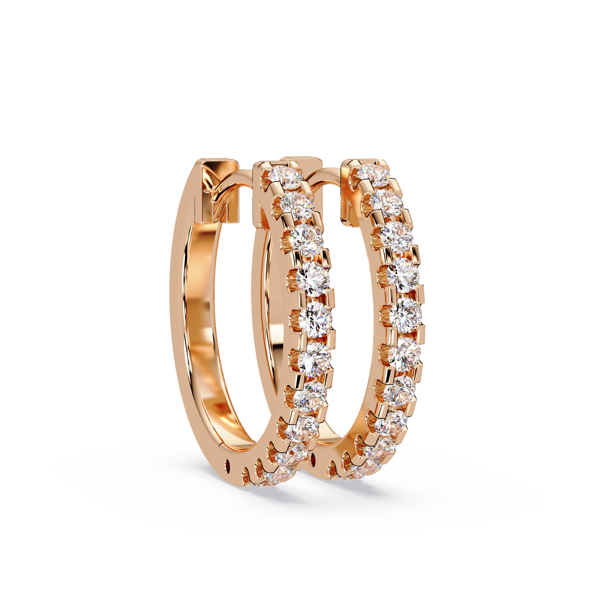 Classic Round Diamond Hoop Earrings