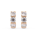 Three Stone Round Cut Diamond Huggie Hoop Earrings