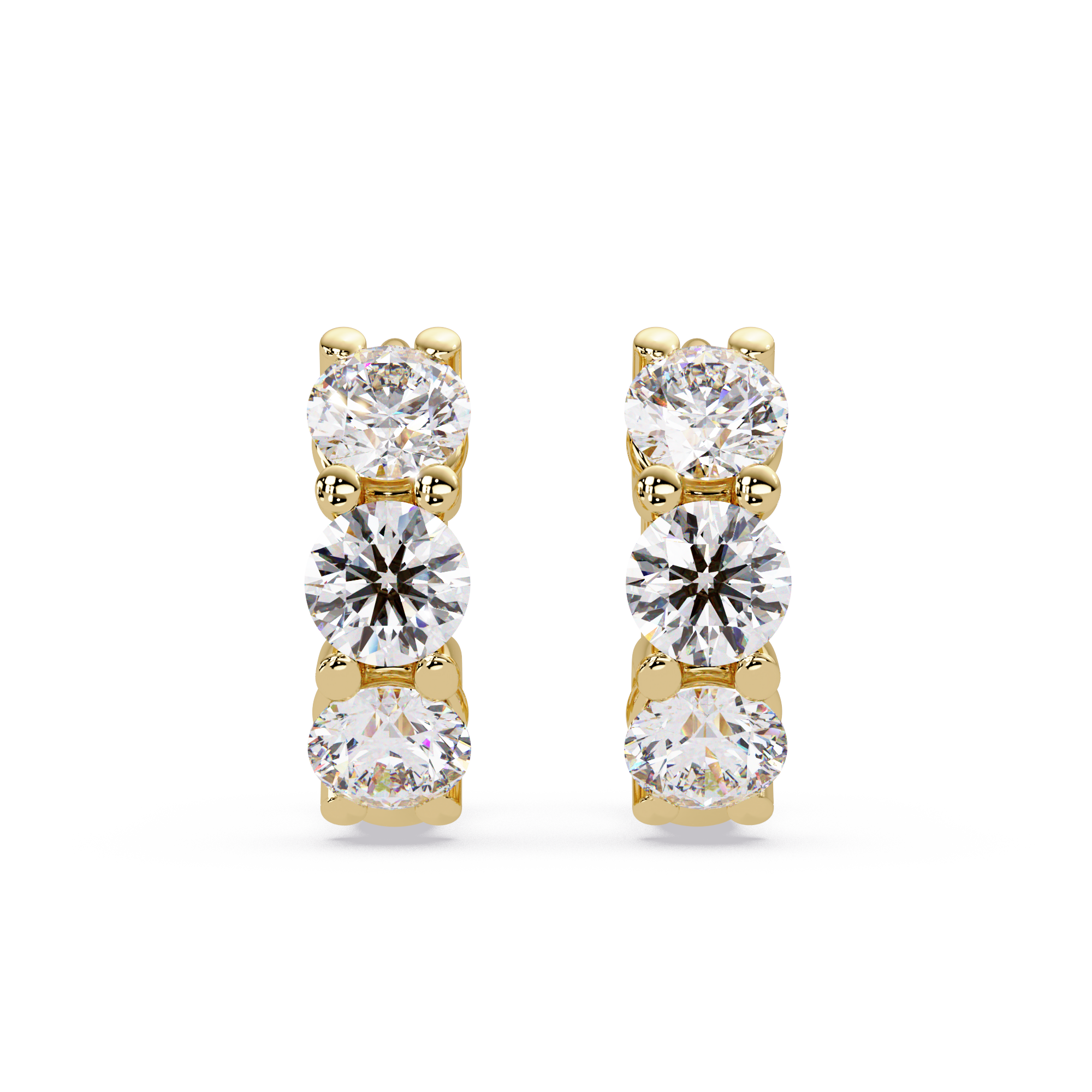 Round Cut Solitaire Diamond Hoop Earrings with Pavé Accent