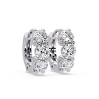 Round Cut Solitaire Diamond Hoop Earrings with Pavé Accent
