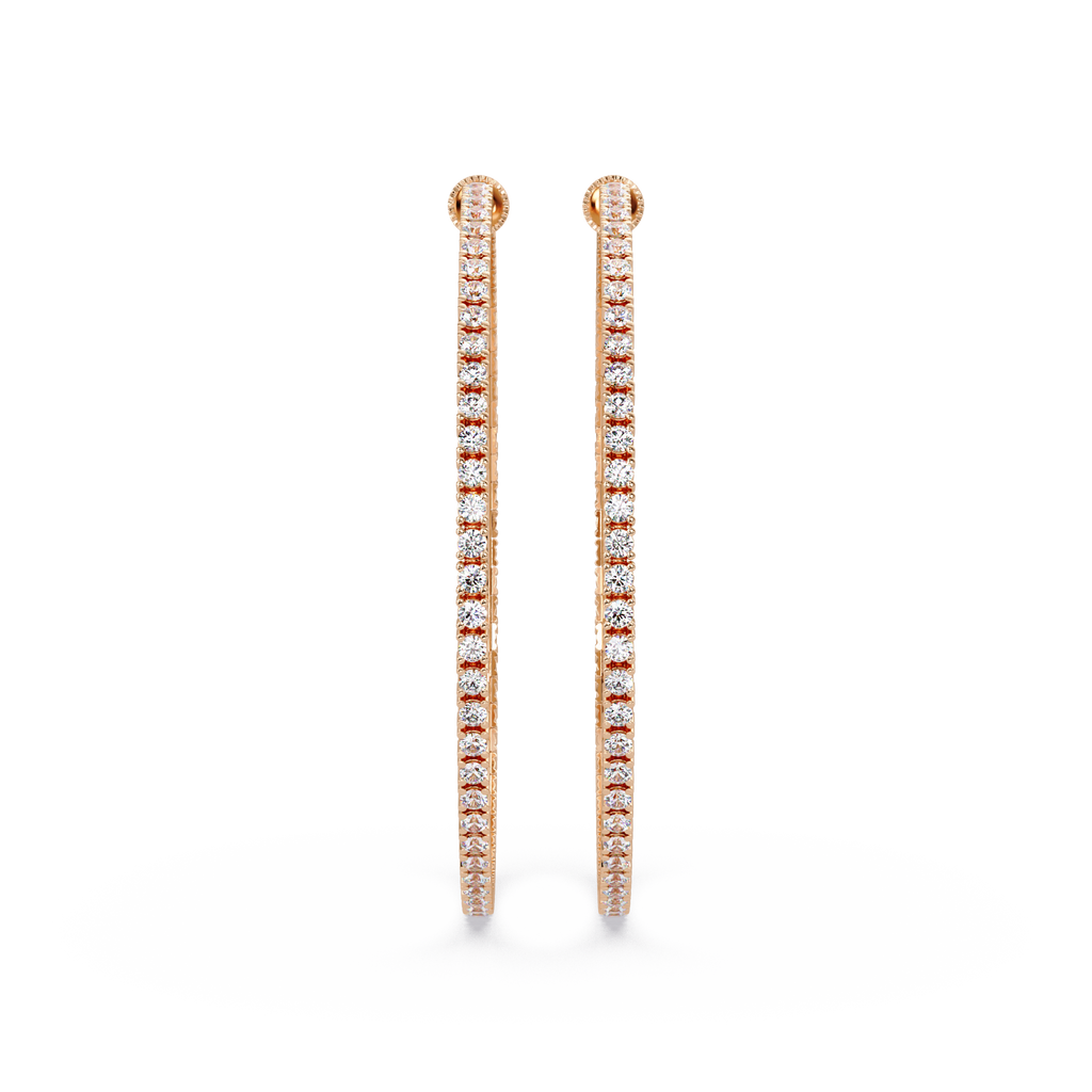 Classic Inside-Out Round Diamond Hoop Earrings