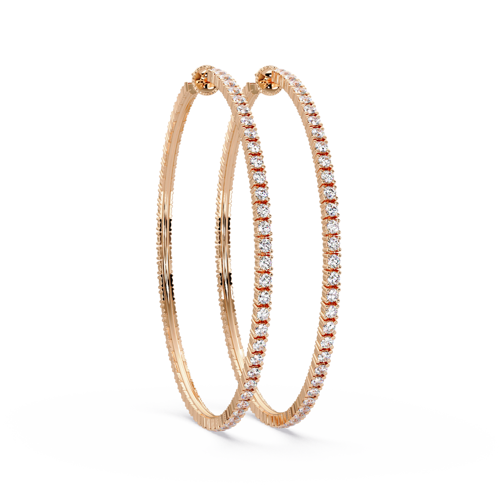 Classic Inside-Out Round Diamond Hoop Earrings