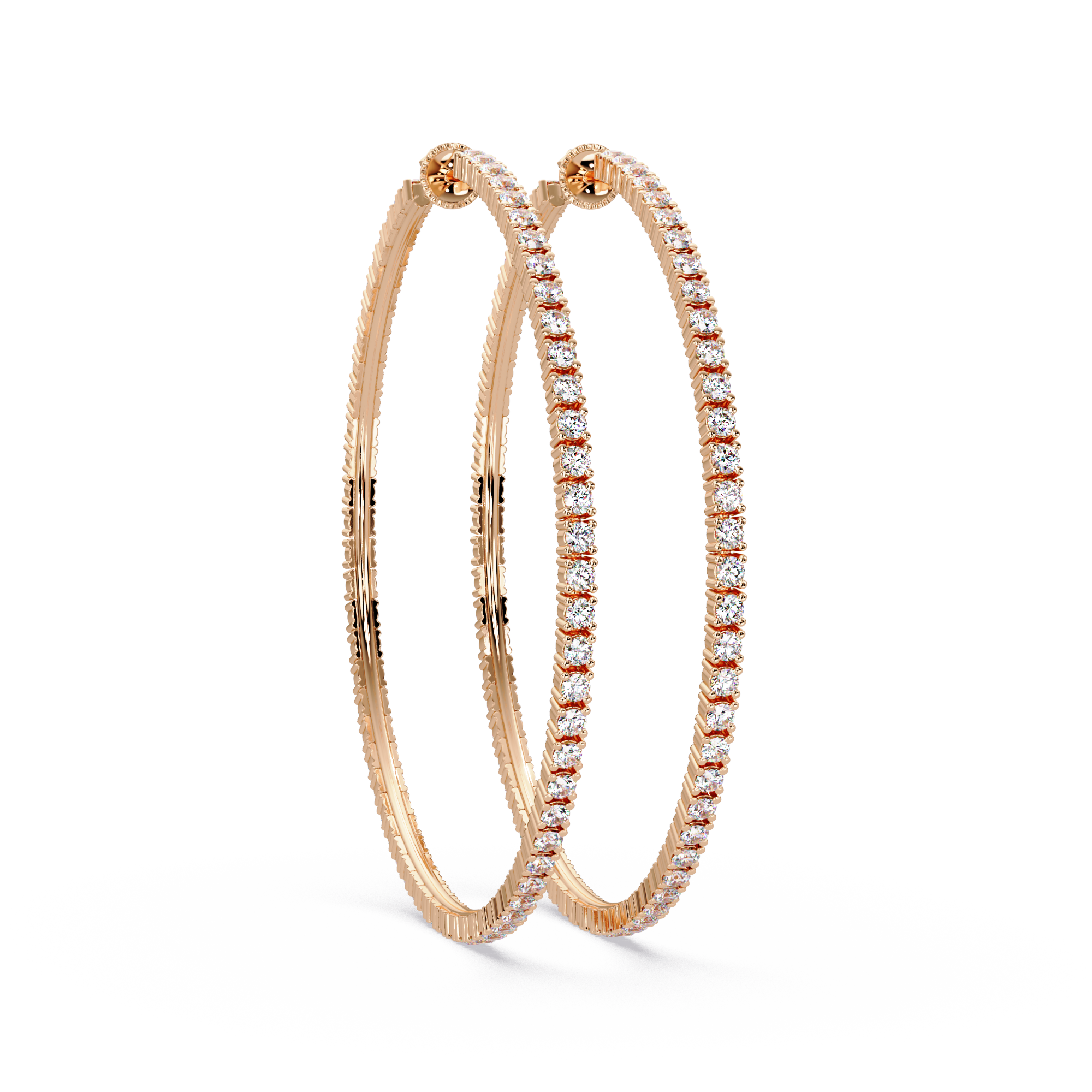 Classic Inside-Out Round Diamond Hoop Earrings