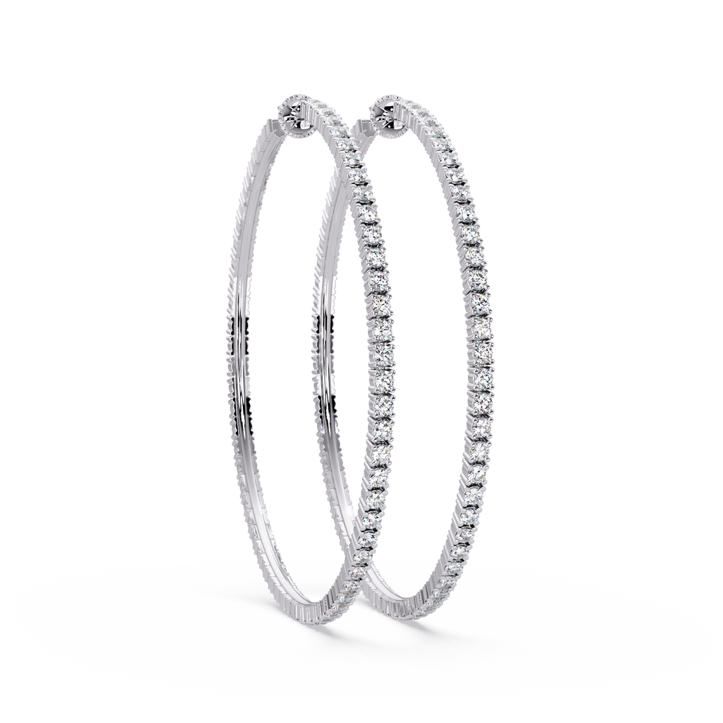 Classic Inside-Out Round Diamond Hoop Earrings