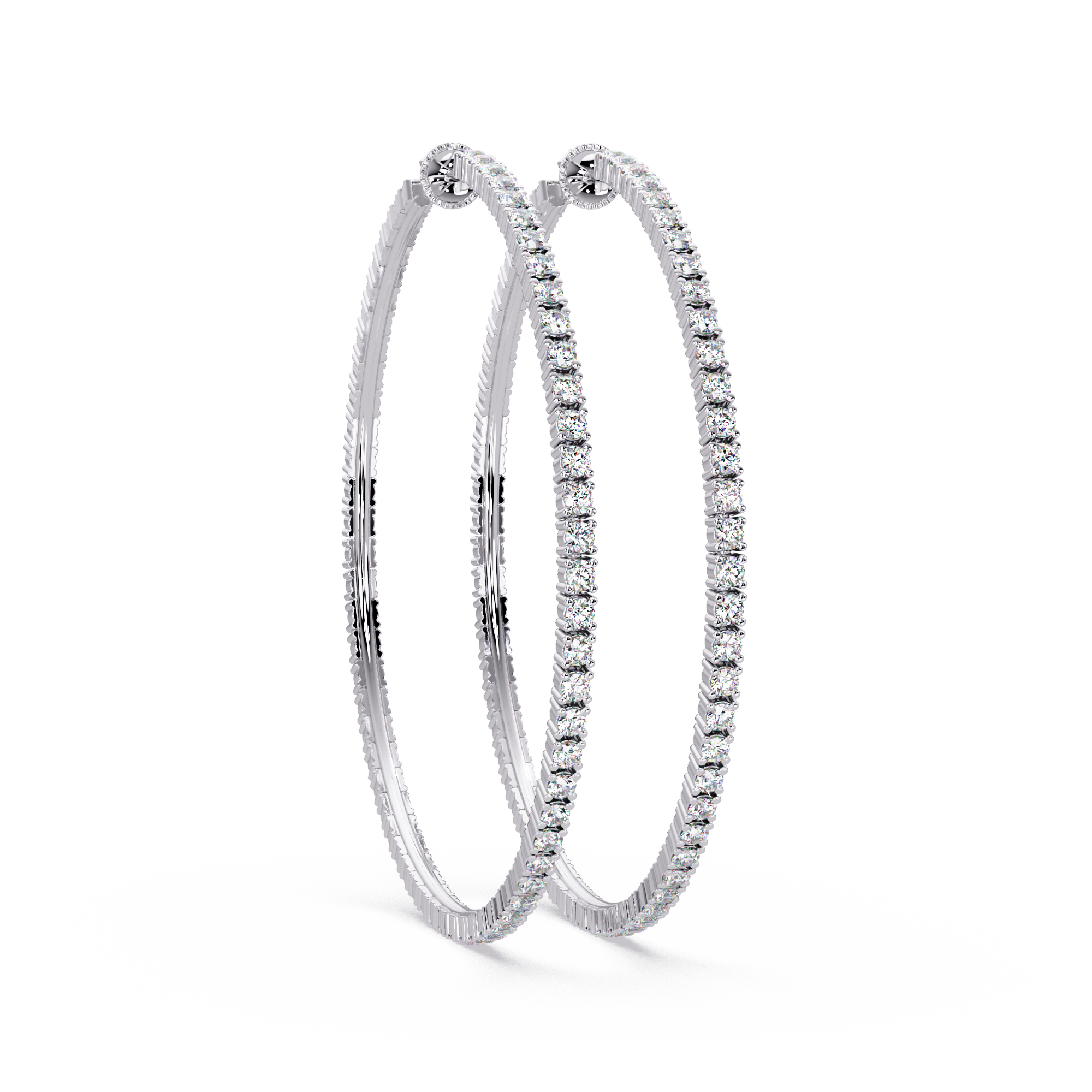 Classic Inside-Out Round Diamond Hoop Earrings