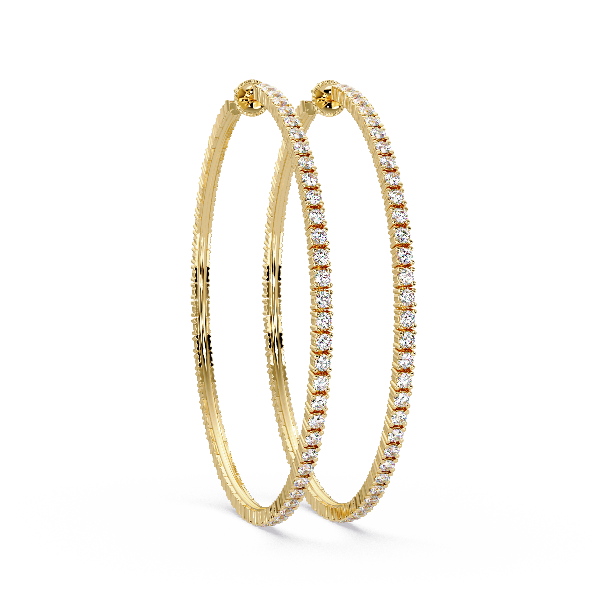 Classic Inside-Out Round Diamond Hoop Earrings