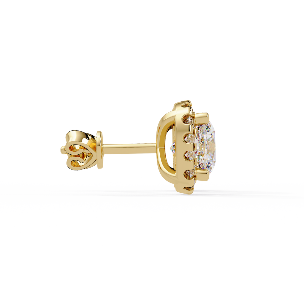 Cushion Cut Halo Diamond Stud Earrings