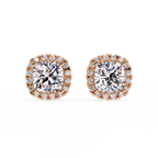 Cushion Cut Halo Diamond Stud Earrings