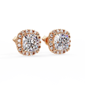 Cushion Cut Halo Diamond Stud Earrings
