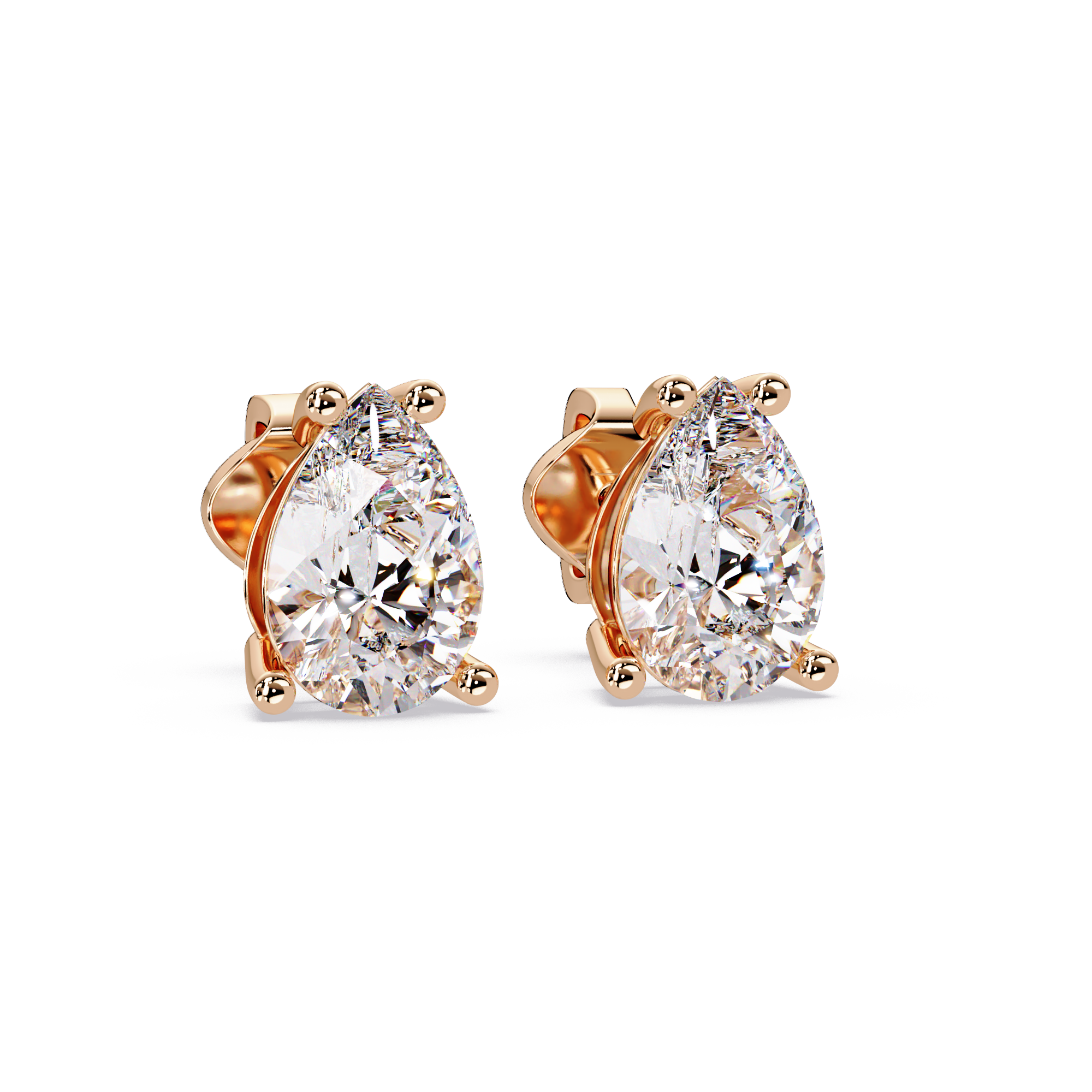 Classic Pear Cut Diamond Stud Earrings