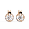 Round Brilliant Lab Grown Diamond Circle Halo Drop Stud Earrings