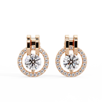 Round Brilliant Lab Grown Diamond Circle Halo Drop Stud Earrings