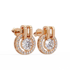 Round Brilliant Lab Grown Diamond Circle Halo Drop Stud Earrings