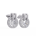 Round Brilliant Lab Grown Diamond Circle Halo Drop Stud Earrings