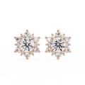 Round Brilliant Lab Grown Diamond Floral Halo Stud Earrings