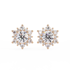 Round Brilliant Lab Grown Diamond Floral Halo Stud Earrings