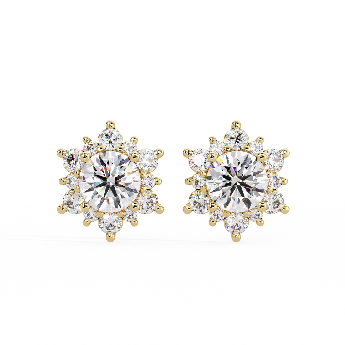 Round Brilliant Lab Grown Diamond Floral Halo Stud Earrings